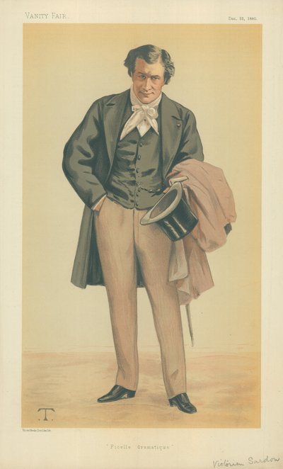 M Victorien Sardou, Ficelle dramatique, 25 December 1880, Vanity Fair cartoon by Theobald Chartran